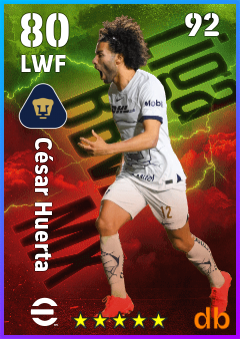 César Huerta — LWF, OVR 80, MAX 92