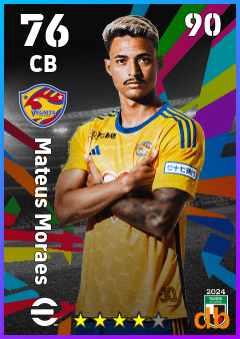 Mateus Moraes — CB, OVR 76, MAX 90