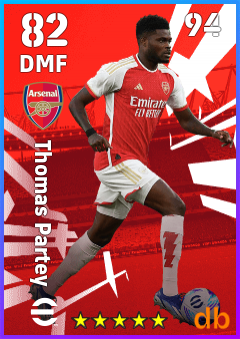 Thomas Partey — DMF, OVR 82, MAX 94