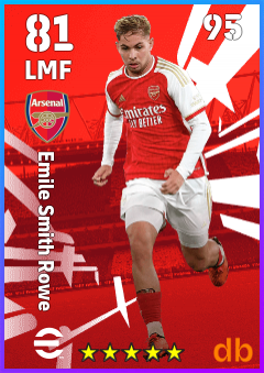 Emile Smith Rowe — LMF, OVR 81, MAX 95