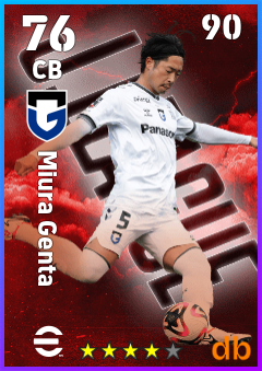 Miura Genta — CB, OVR 76, MAX 90