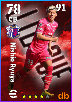 Nishio Ryuya — CB, OVR 78, MAX 91