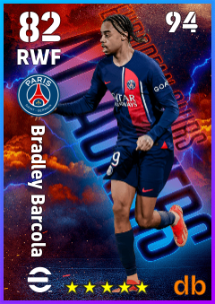 Bradley Barcola — RWF, OVR 82, MAX 94