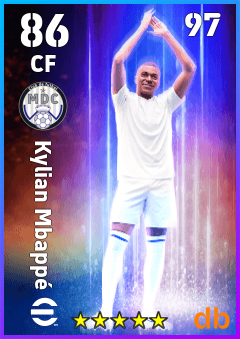 Kylian Mbappé — CF, OVR 86, MAX 97