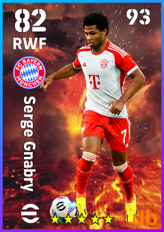 Serge Gnabry — RWF, OVR 82, MAX 93