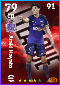 Araki Hayato — CB, OVR 79, MAX 91