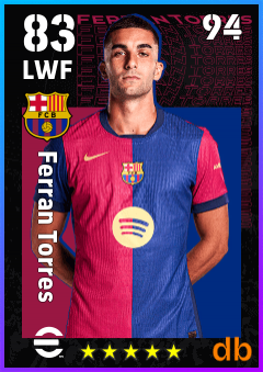 Ferran Torres — LWF, OVR 83, MAX 94