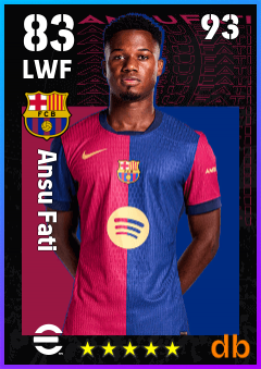 Ansu Fati — LWF, OVR 83, MAX 93