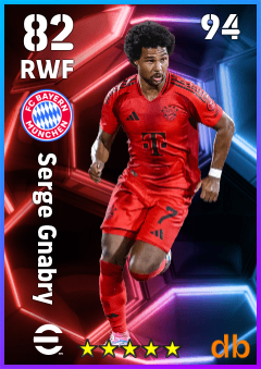 Serge Gnabry — RWF, OVR 82, MAX 94