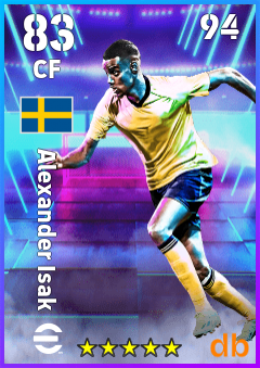 Alexander Isak — CF, OVR 83, MAX 94