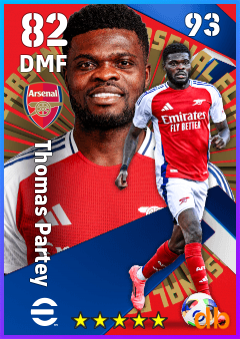 Thomas Partey — DMF, OVR 82, MAX 93