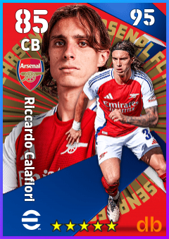 Riccardo Calafiori — CB, OVR 85, MAX 95