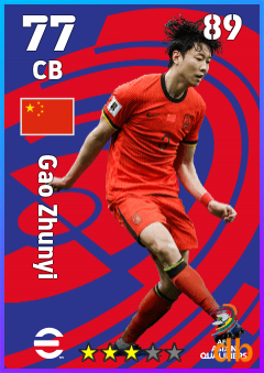 Gao Zhunyi — CB, OVR 77, MAX 89