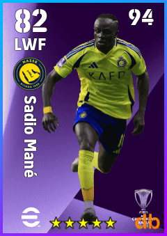 Sadio Mané — LWF, OVR 82, MAX 94