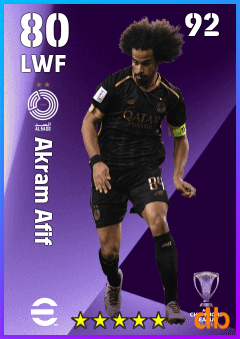 Akram Afif — LWF, OVR 80, MAX 92