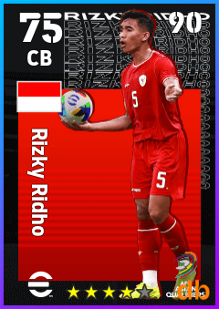 Rizky Ridho — CB, OVR 75, MAX 90
