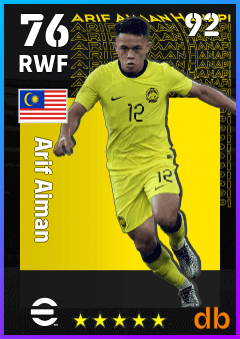 Arif Aiman — RWF, OVR 76, MAX 92