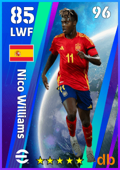 Nico Williams — LWF, OVR 85, MAX 96