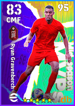 Ryan Gravenberch — CMF, OVR 83, MAX 95
