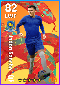 Jadon Sancho — LWF, OVR 82, MAX 82