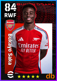 Bukayo Saka — RWF, OVR 84, MAX 84