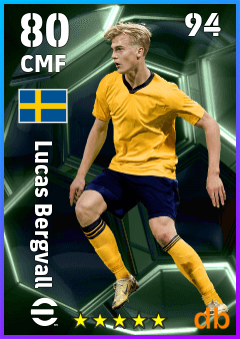 Lucas Bergvall — CMF, OVR 80, MAX 94