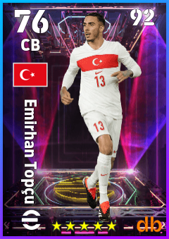 Emirhan Topçu — CB, OVR 76, MAX 92