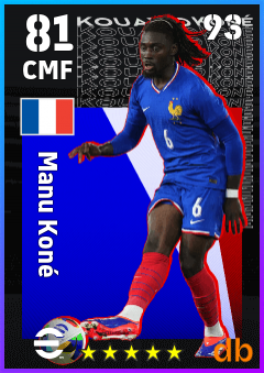 Manu Koné — CMF, OVR 81, MAX 93