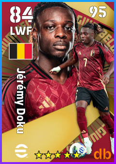 Jérémy Doku — LWF, OVR 84, MAX 95
