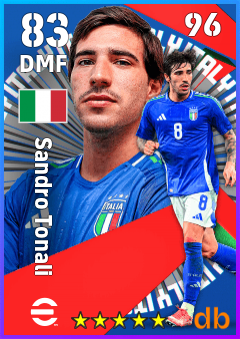 Sandro Tonali — DMF, OVR 83, MAX 96