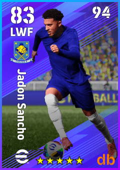 Jadon Sancho — LWF, OVR 83, MAX 94
