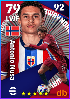 Antonio Nusa — LWF, OVR 79, MAX 92