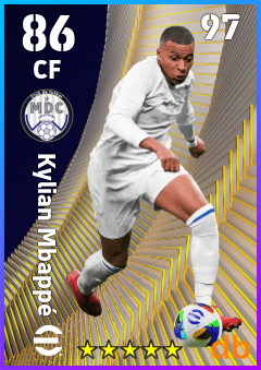 Kylian Mbappé — CF, OVR 86, MAX 97