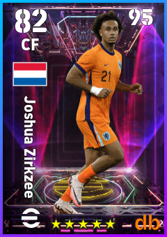 Joshua Zirkzee — CF, OVR 82, MAX 95
