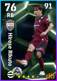 Hirose Rikuto — RB, OVR 76, MAX 91
