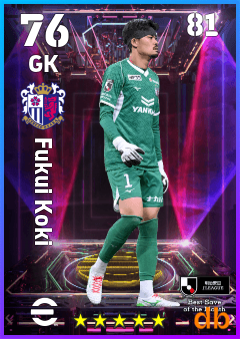 Fukui Koki — GK, OVR 76, MAX 81