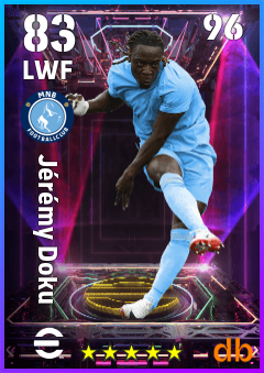 Jérémy Doku — LWF, OVR 83, MAX 96