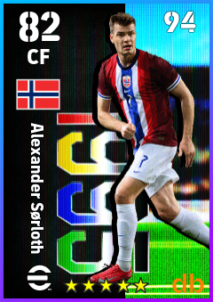 Alexander Sørloth — CF, OVR 82, MAX 94