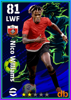 Nico Williams — LWF, OVR 81, MAX 81