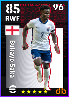 Bukayo Saka — RWF, OVR 85, MAX 96