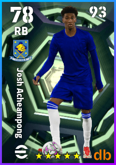 Josh Acheampong — RB, OVR 78, MAX 93