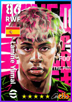 Lamine Yamal — RWF, OVR 86, MAX 86