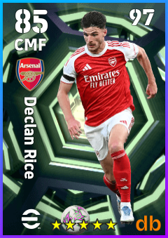 Declan Rice — CMF, OVR 85, MAX 97
