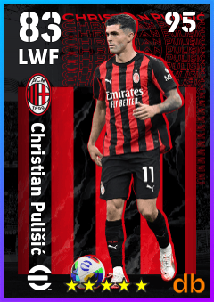 Christian Pulišić — LWF, OVR 83, MAX 95
