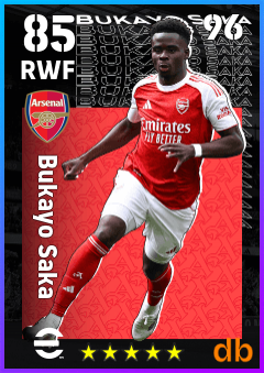 Bukayo Saka — RWF, OVR 85, MAX 96