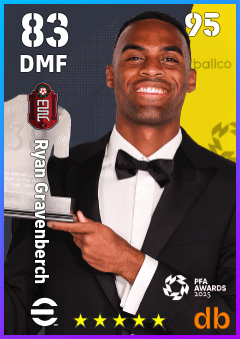 Ryan Gravenberch — DMF, OVR 83, MAX 95