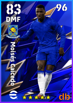 Moisés Caicedo — DMF, OVR 83, MAX 96