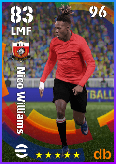 Nico Williams — LMF, OVR 83, MAX 96
