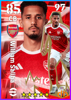 William Saliba — CB, OVR 85, MAX 97