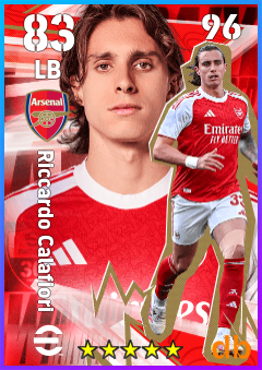 Riccardo Calafiori — LB, OVR 83, MAX 96
